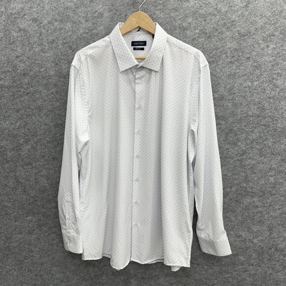 Nautica Men's Performance Dress Shirt, Slim Fit, White, 18-18.5 36/37, XXL NEW - Picture 1 of 12